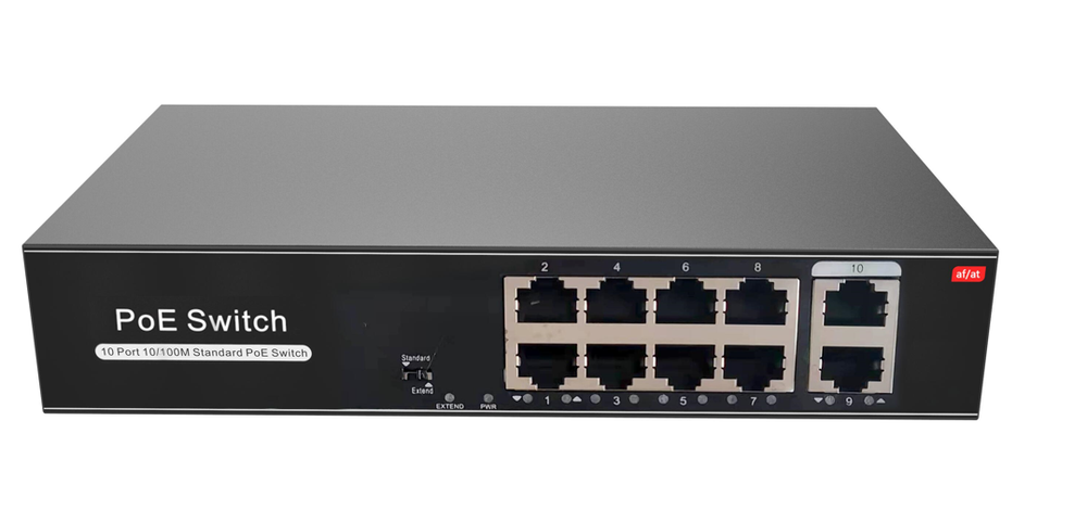 8 Port PoE Switch With 2 Uplink 120W Extend to 250Meter Unmanaged 803.af/at
