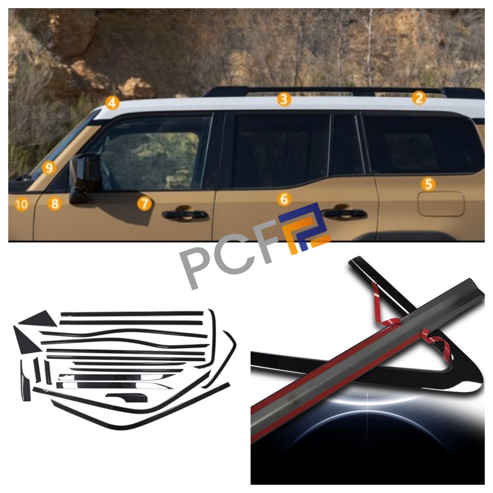 2024-25 Toyota Land Cruiser Glossy Black Steel Window Trim Cover 20pcs