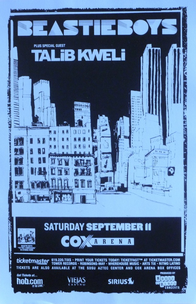 BEASTIE BOYS / TALIB KWELI 2004 SAN DIEGO CONCERT TOUR POSTER - Rap Rock Music