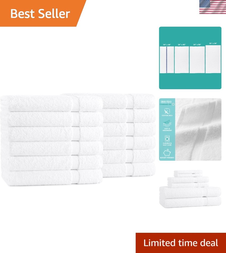 Arkwright Admiral Spa Bath Towels 12-Pack Lightweight Absorbent