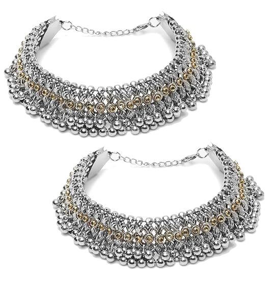 Women Anklets Indian Heavy Payal Stylish Silver Plated Payal for Gifting-image