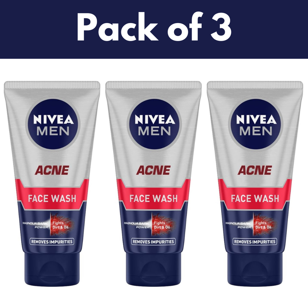NIVEA MEN Acne Control Face Wash With Magnolia Bark, Fights Dirt & Oil 50g