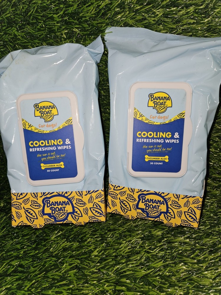 Banana Boat For Dogs Cooling Refreshing Wipes Cucumber Aloe 50 Count 12/2024 2PC