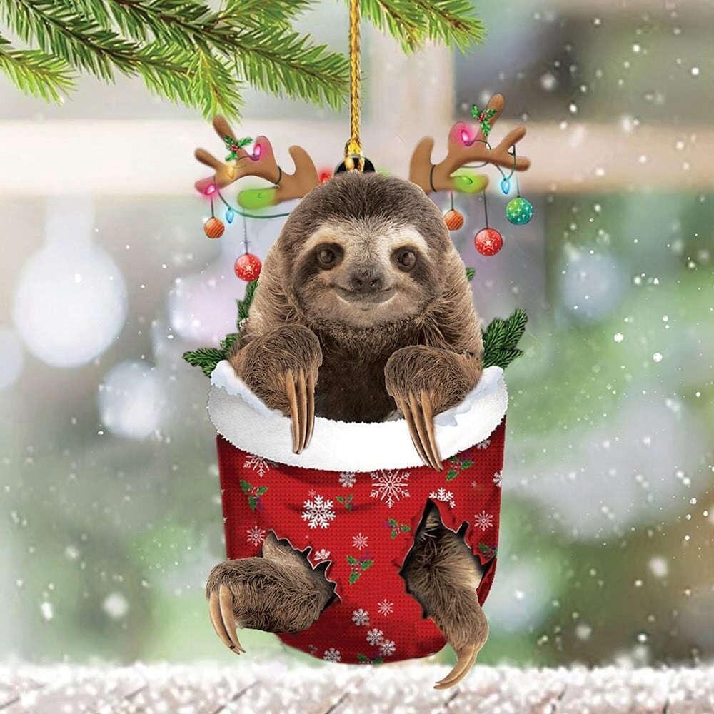 Sloth Christmas Ornament  Sloth Holiday Ornament  Sloth Lovers Ornament Gift