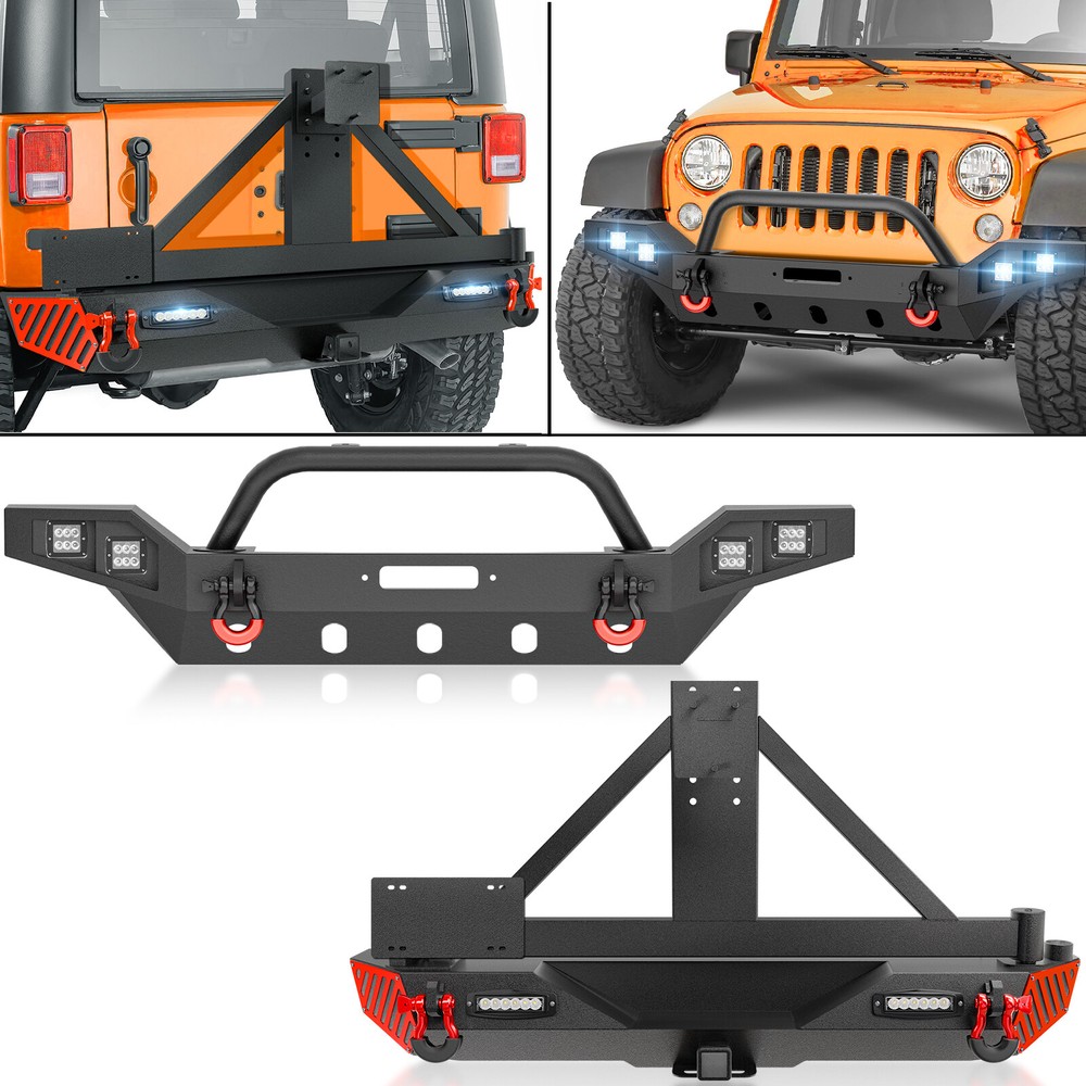 Jeep Wrangler JK JKU 07-18 Rear Full Width Front Bumper with D-Rings 2/4 Door