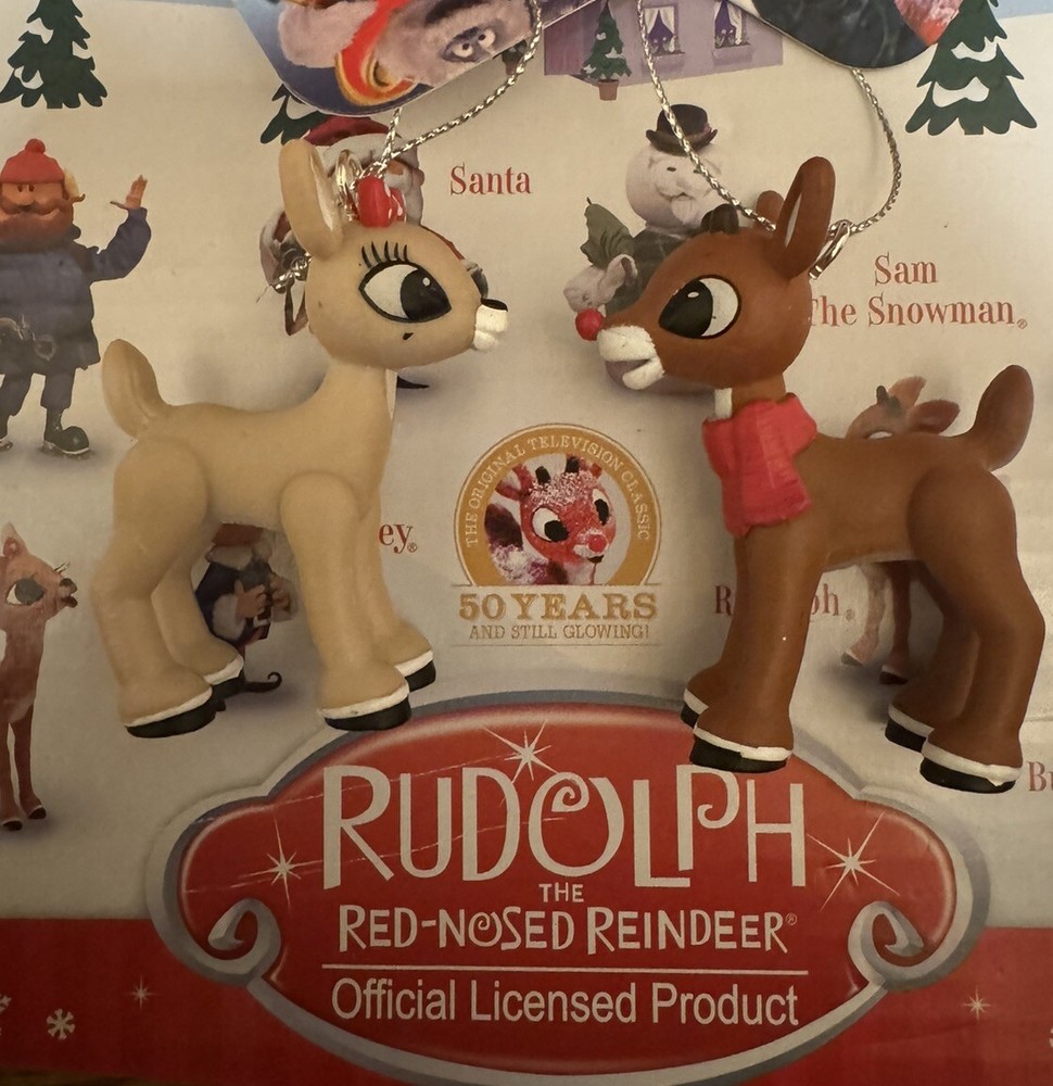 2ct Rudolph The Red Nosed Reindeer & Girlfriend Clarice Christmas Tree Ornaments