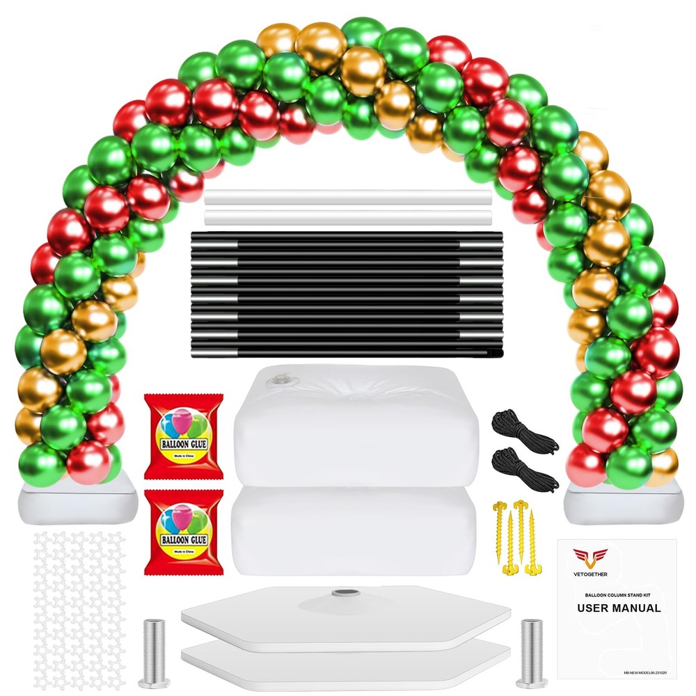 Adjustable Balloon Arch Stand Kit with Base and 45Pcs Accessories for Parties