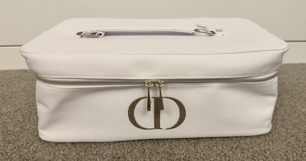 Dior Beauty GWP Toiletries Bag White Makeup Case NEW with SLIGHTLY STAINED