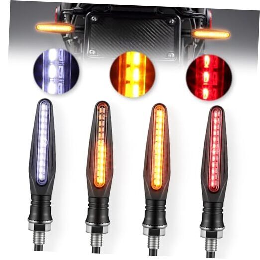 Super Bright 4PCS Motorcycle Indicators Flowing Turn Signal White/Red/Amber