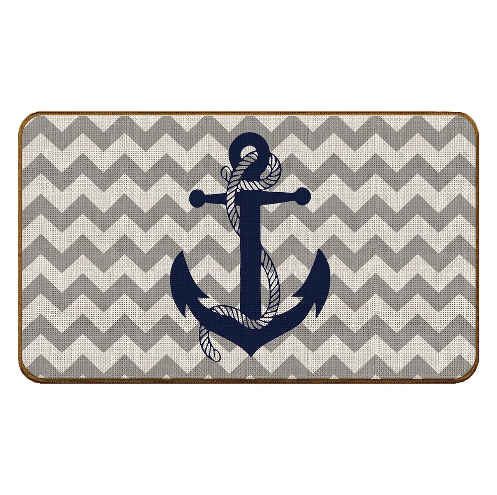 Nautical Navy Blue Anchor Kitchen Doormat Doormats Indoor Outdoor for Nautica...