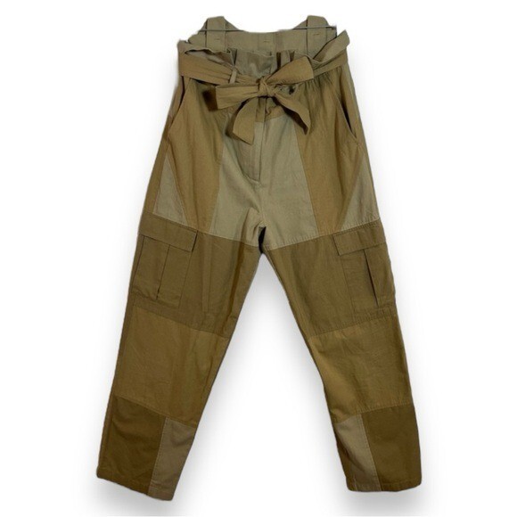 Mes Demoiselles Bendan 100% Cotton Cargo Patchwork Paperbag Designer Pants EU 36