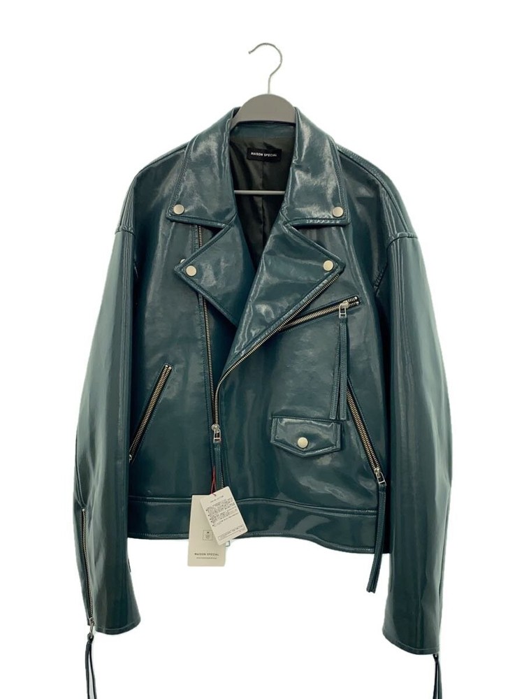 Maison Special Green Leather Blouson Jacket Size 36