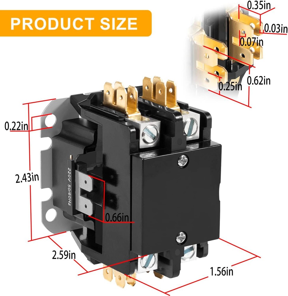2 Pole Contactor Assembly 220V 50/60Hz for Hayward Comfortzone H-Series C-SPA