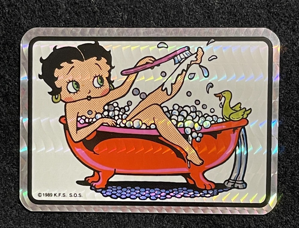 1989 BETTY BOOP in BathTub Rare Vintage Prism Vending Machine Stickers NOS