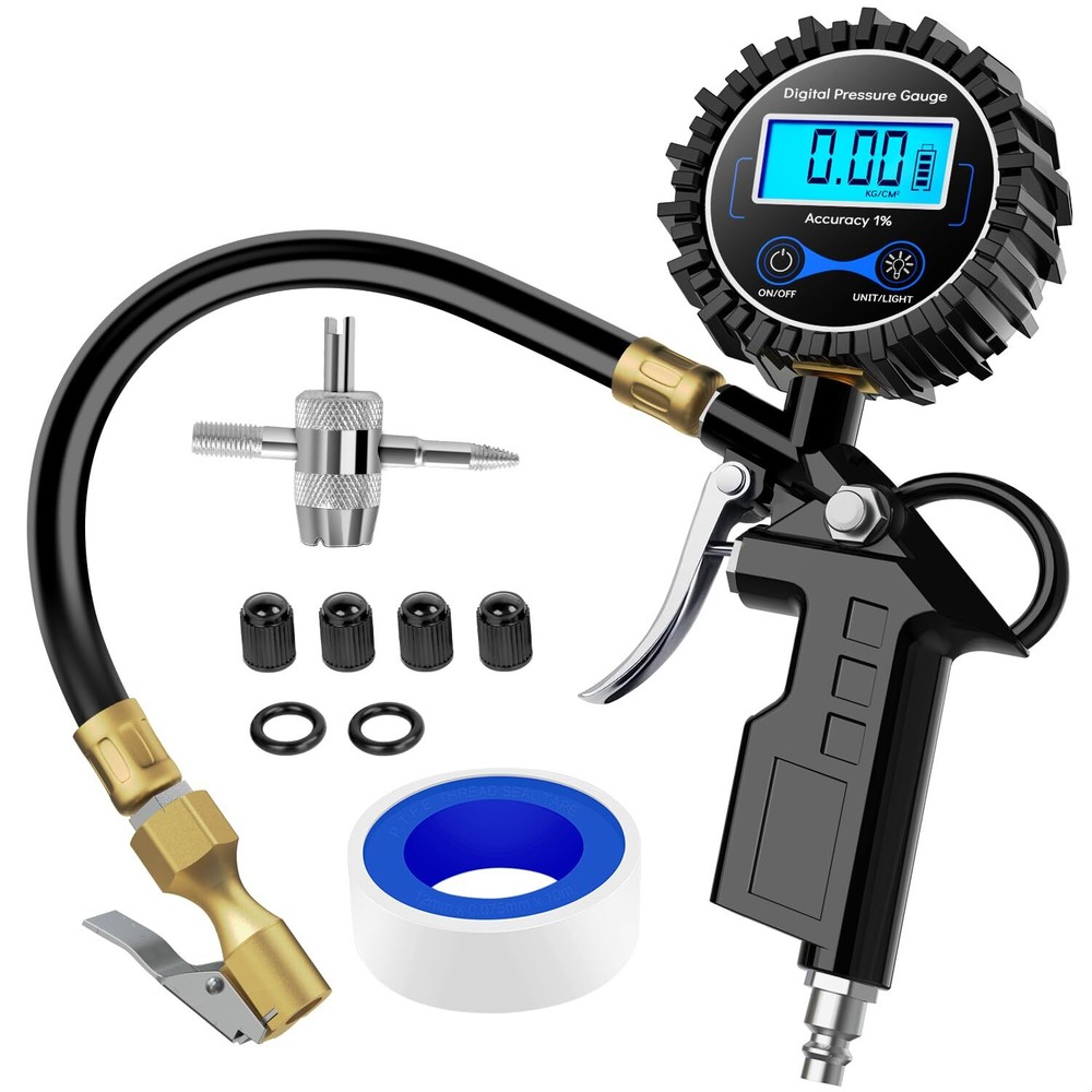 Digital Tire Pressure Gauge with Air Inflator for Cars SUVs Trucks Bikes Motorcycles  -image