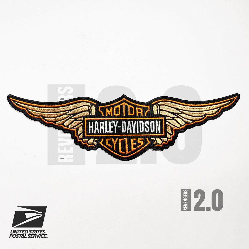 15 Inch Skin Orange Wings Vintage Harley Davidson Patch Iron/Sew Ship From USA