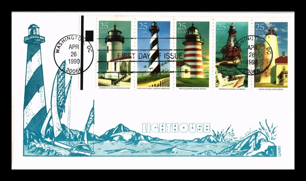 DR JIM STAMPS US COVER LIGHTHOUSES BOOKLET FIRST DAY ISSUE GAMM CACHET