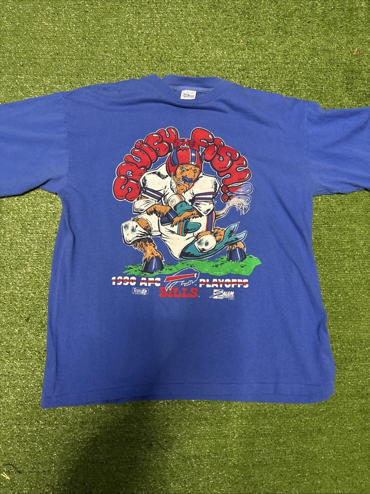 VTG 1990 Buffalo Bills NFL Salem Sportswear Blue 90s XL Rare Squish The Fish