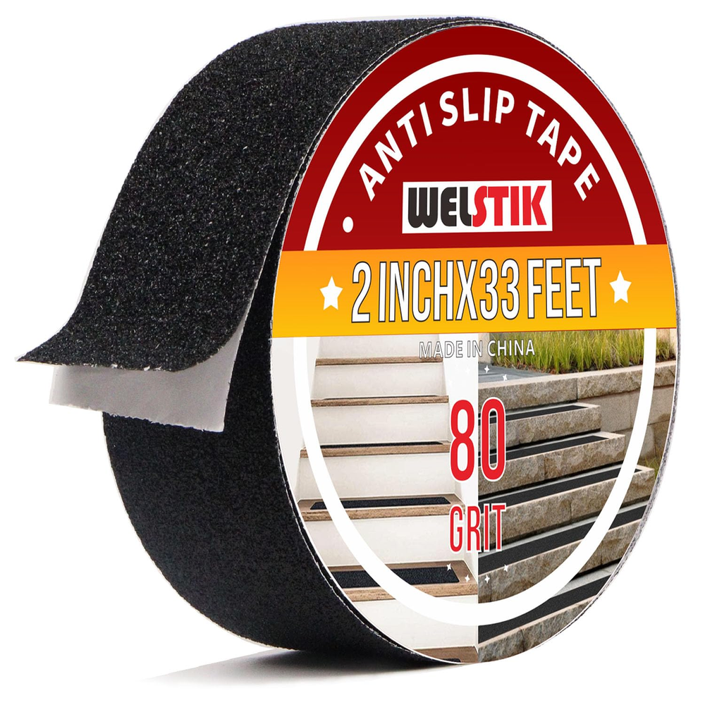 WELSTIK anti Slip Grip Tape 2 Inch - Heavy Duty Non Skid Tape High Traction 80 G