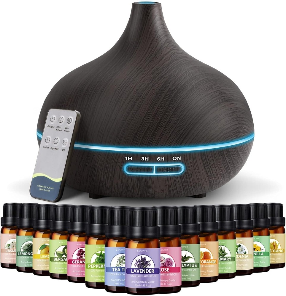 550ml Essential Oil Diffuser with 15 Oils & Remote Control - Ultrasonic Comfort
