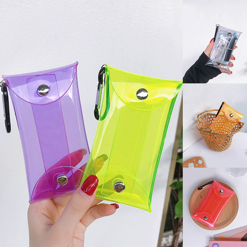 Transparent PVC Key Wallet Case Pouch Car Keychain Bag Mini Lipstick Storage B