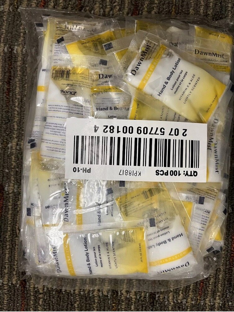 100-pack DAWNMIST Hand Body Lotion Single-use Packets Vitamin E