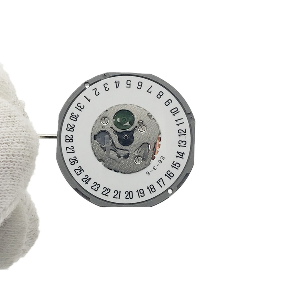 3-Hand Quartz Movement White Dial Replacement for Miyota 1M12 Day at 3/6