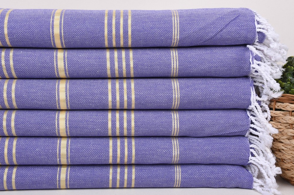 Vibrant Striped Purple Yellow Beach Towel 40x71 Inches
