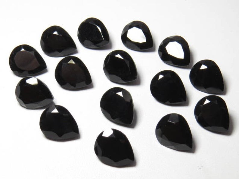 Natural Black Onyx Pear  Faceted Cut Jewelry Gemstone size 3X5MM TO 10X14MM