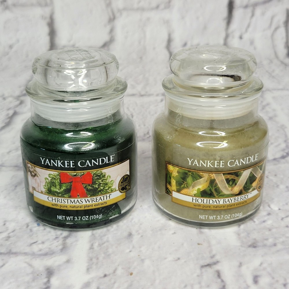 Yankee Candle Christmas Wreath Holiday Bayberry 3.7 Oz Mini Jars