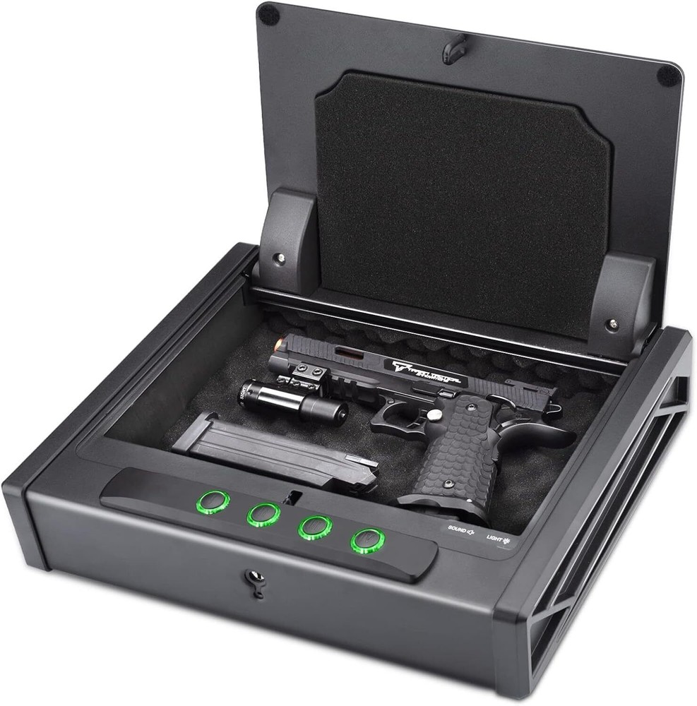 Biometric Digital Gun Safe for 3 Pistols DOJ Certified Quick Access-image