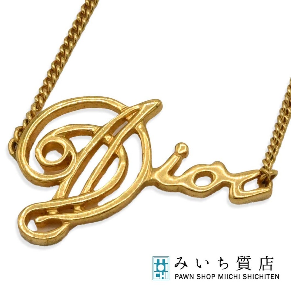 Dior Christian Graffiti Logo Necklace in Gold for Women Includes Box