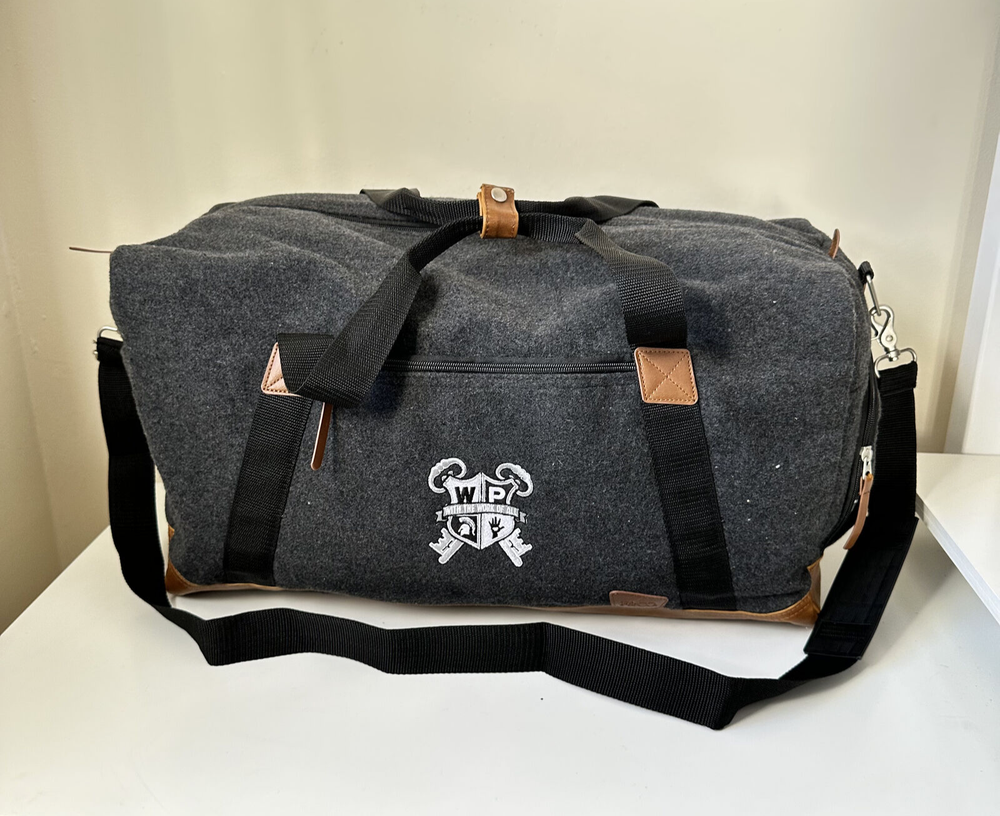 Field & Co Fleece Duffel Bag - Large Gym Bag with Adjustable Straps in Gray Brown
