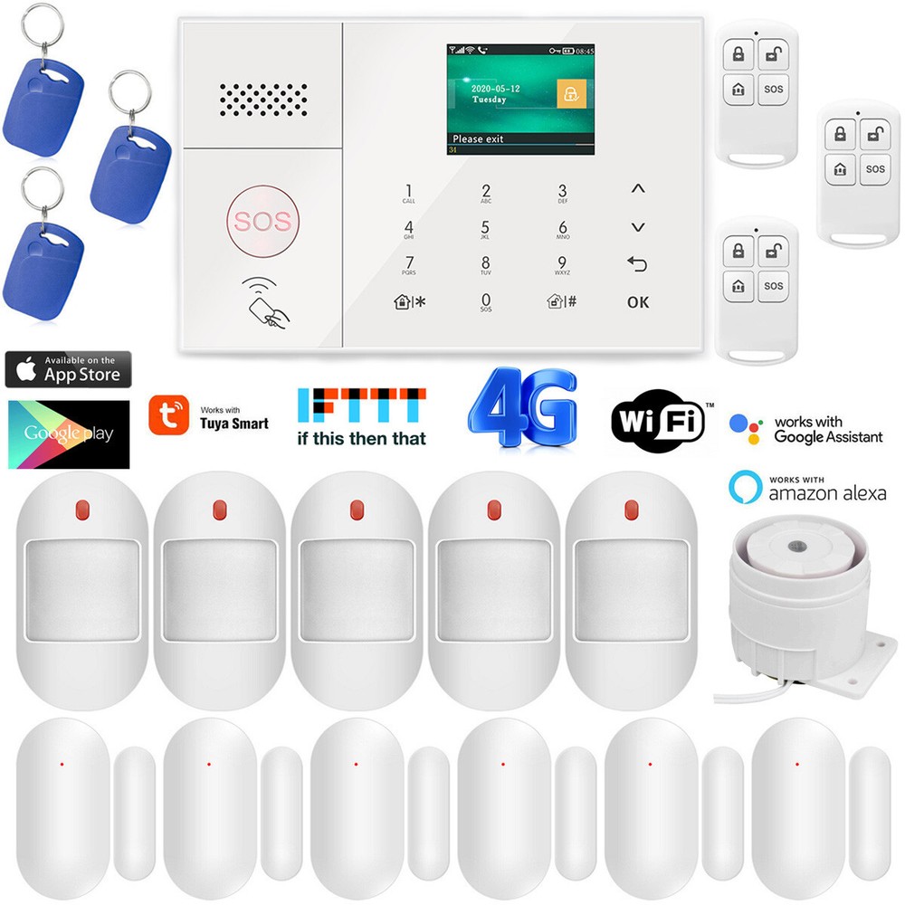 A09 Tuya APP WiFi 4G Wireless Home Security Alarm System Compatible with Alexa and Google for US and EU Use