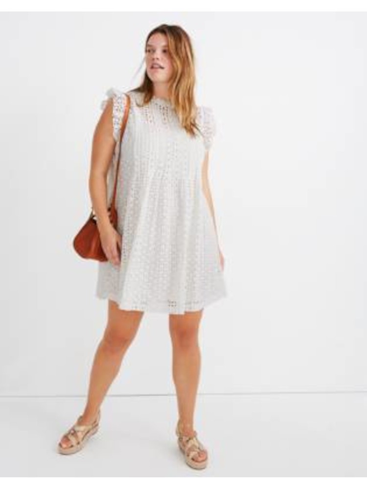 KENSIE DRESSES Womens Ivory Lined Back Flutter Sleeve Shift Dress 4