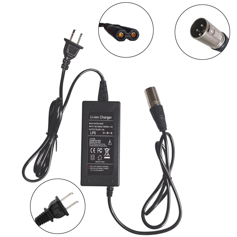 36V 42V 2A Lithium Battery Charger for Electric Bike and Razor Scooter