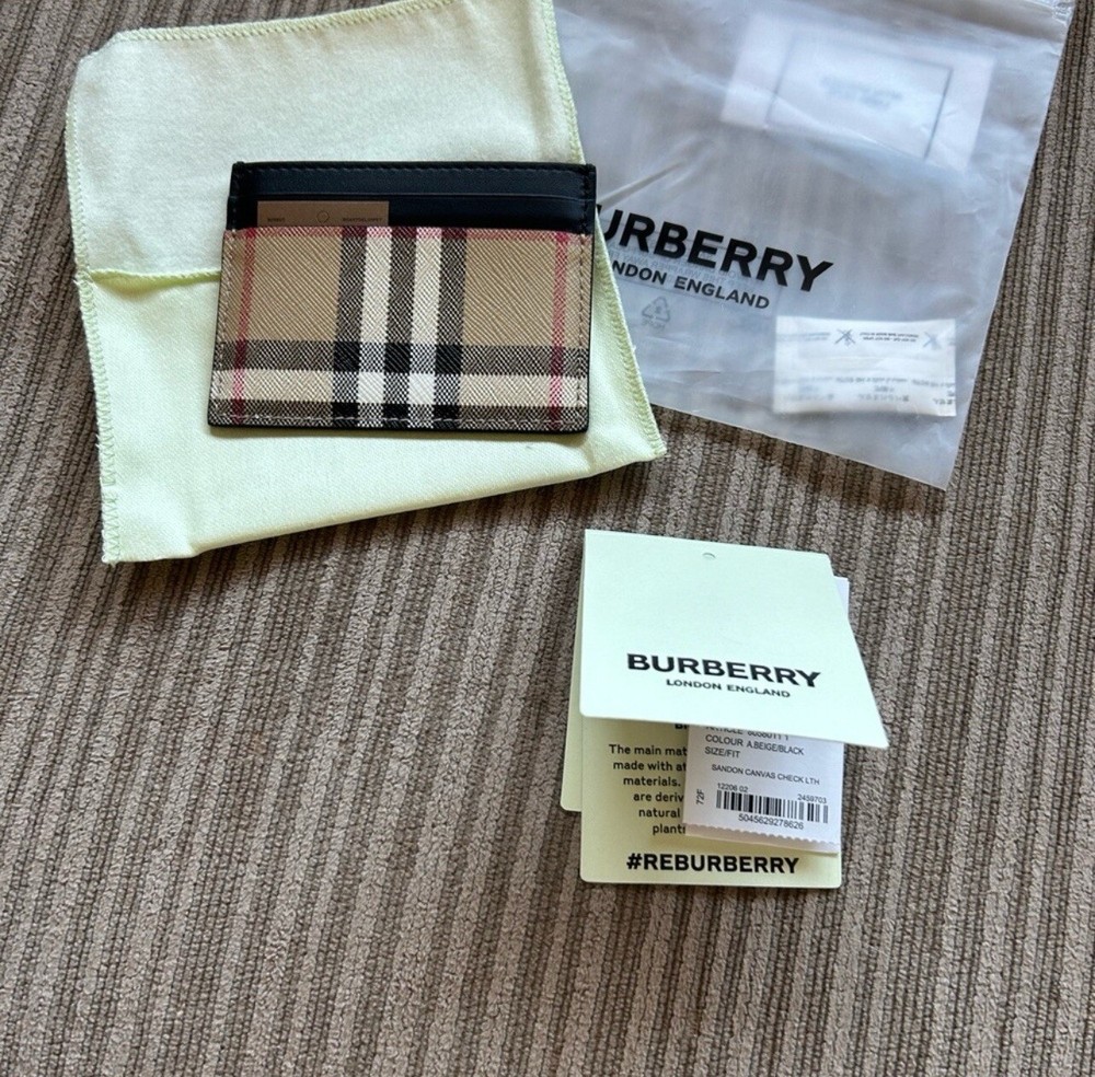 Burberry Cardholder Beige Black NWT