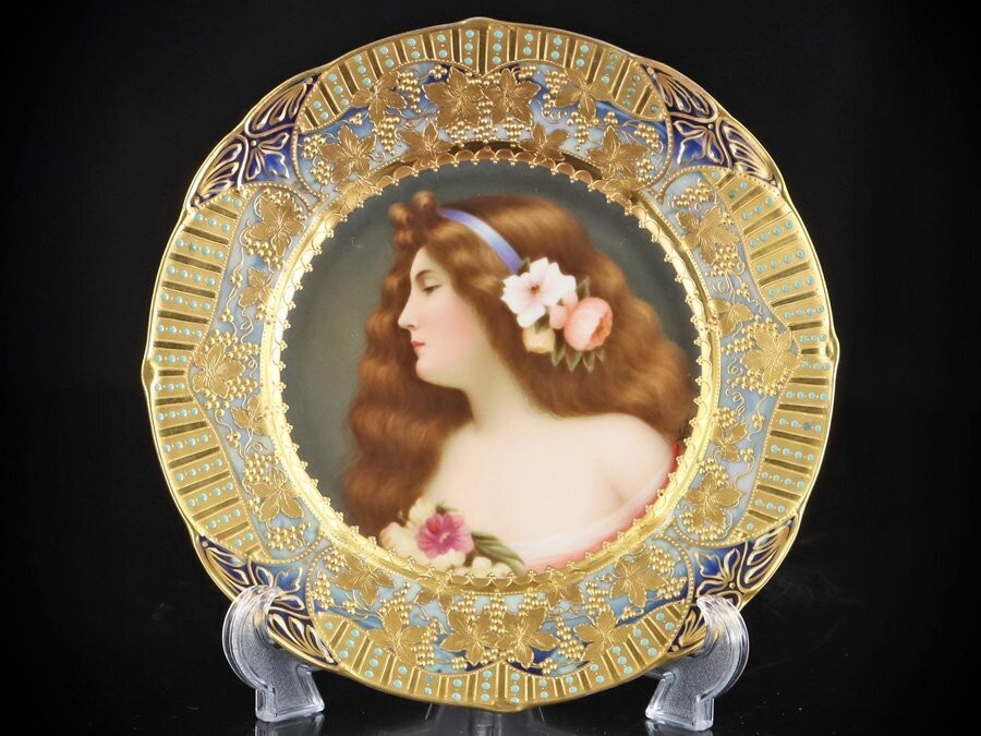 Antique 19thC Royal Vienna Palace Plate with Wagner Girl Portrait