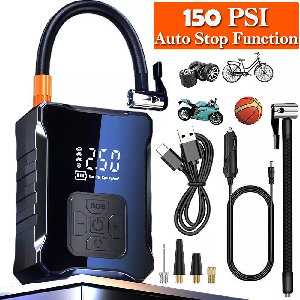 Tire Inflator Portable Air Pump Compressor for Car Tires,150PSI with LED Light