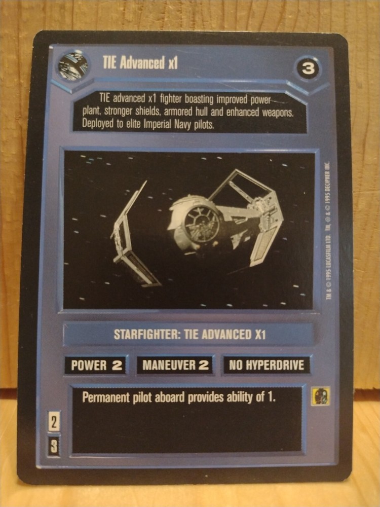 1995 Star Wars Card Game: STARFIGHTER: TIE ADVANCED X1.  Black BORDER  MC9