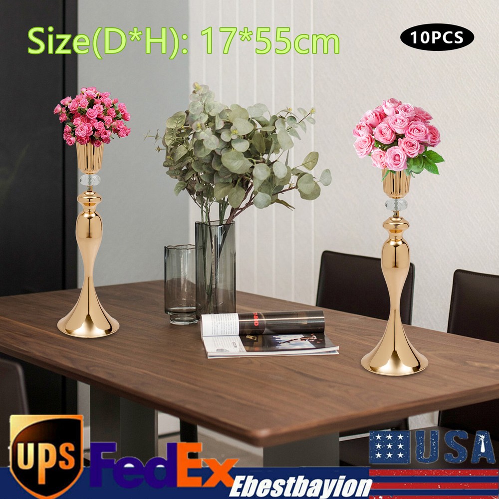 10 Pcs 21.7'' Tall Metal Trumpet Vase Wedding Centerpiece Table Decorative Vase
