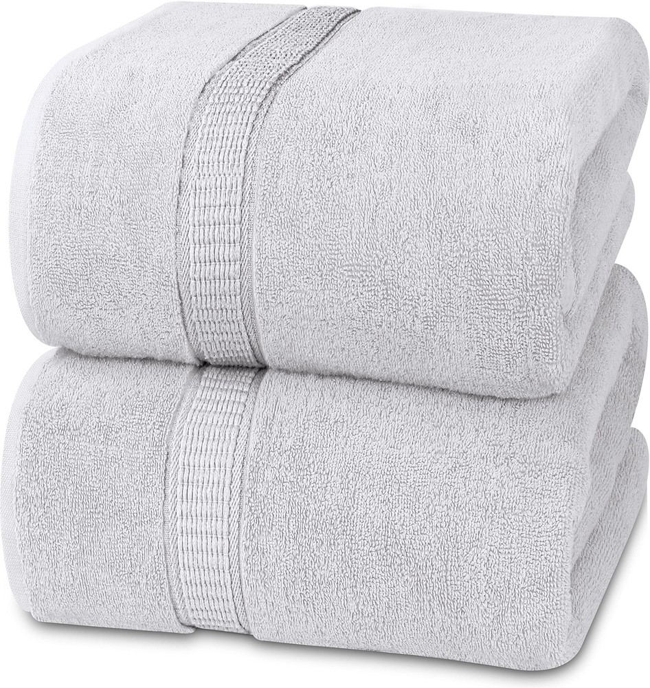Luxurious 600 GSM Jumbo Bath Sheets 2-Pack, 35x70 Inches, 100% Ring Spun Cotton