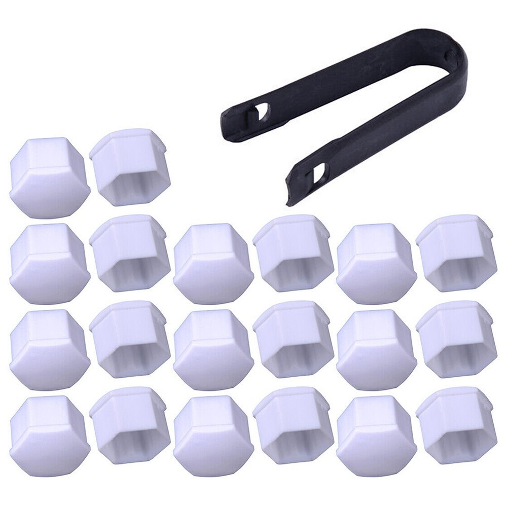 20pcs-Car 17mm White Wheel Lug Nut Bolt Cover Cap With Removal Tool Kit Set New