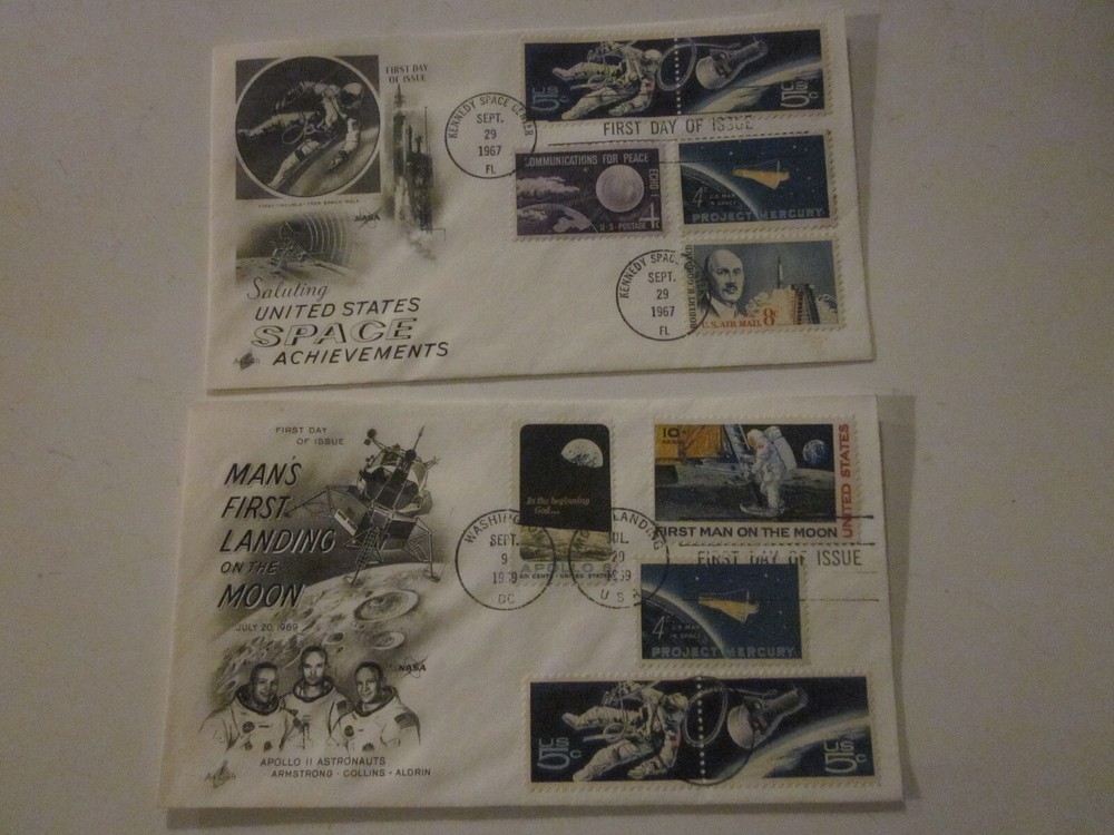 Vintage US Moon Landing FDC Covers with C76 & 1331 Stamps