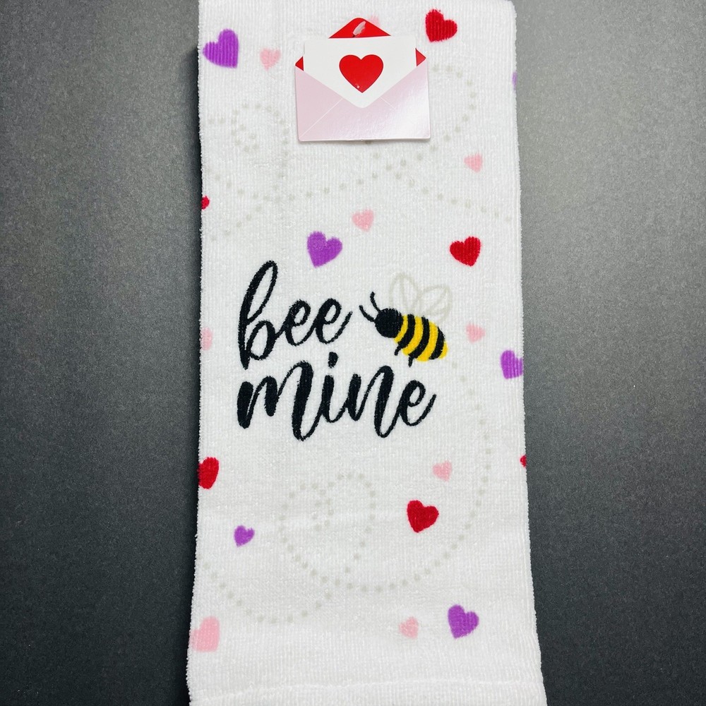 Valentines Day 2 Pack Heart Print Kitchen Towels Bee Mine Anniversary Multicolor