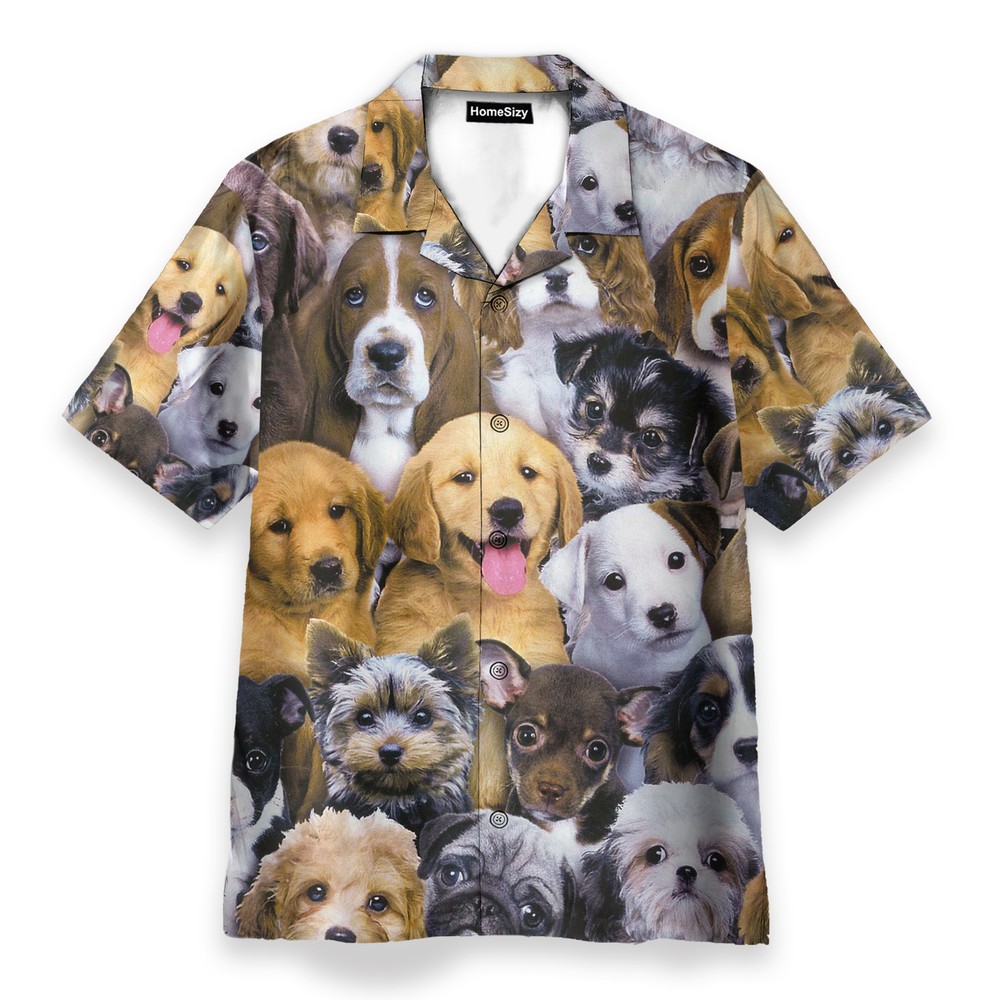 Lots Of Adorable Puppy   Hawaiian Shirt Beach Shorts