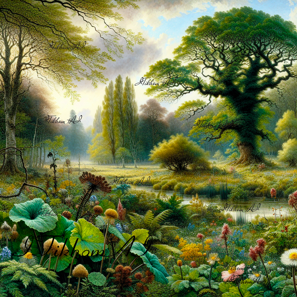 Digital Art Landscape Painting Nature Trees Wallpaper Desktop Decor-image