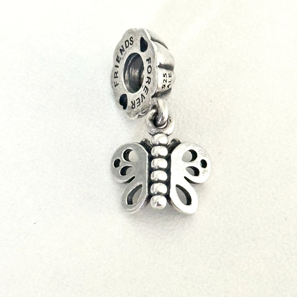 Pandora Retired 925 Sterling Silver Butterfly Friends Forever Dangle Charm