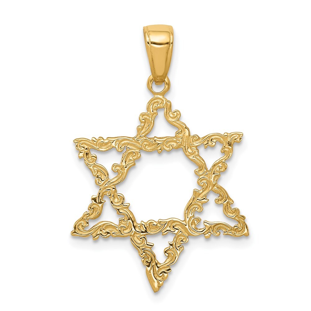 14K Yellow Gold Star of David Pendant L- 1.15 Inch, W-0.79 Inch, 1.18 gram