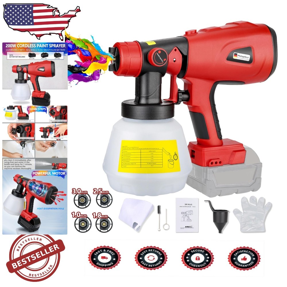 200W Complete Paint Sprayer Kit with Nozzles, Filters & Accessories